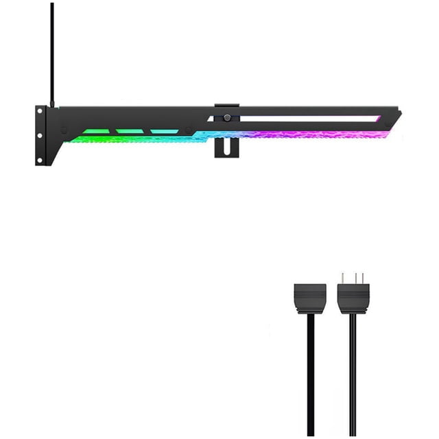 Soporte Ajustable para Tarjeta Gráfica ARGB 5V 3PIN ARGB AURA SYNC para GPU de Ordenador, Soporte Estable, Color Negro