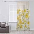 thumbnail image 3 of Yellow Daisy Semi Sheer Curtains Drapes for Living Room, Bedroom, French Doors Window 72 Inches Long, Rustic Spring Floral Summer Botanical Rod Pocket Chiffon Curtain Drapery Voile Draperies Panel, 3 of 6
