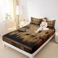 thumbnail image 4 of Homewish Jungle Animal Deer Twin Sheet Sets,Rustic Farmhouse Cabin Twin Fitted Sheet,Old Barn Door Flat Sheet For Kids,Ultra Soft Home Decor,3 Pieces, 4 of 7
