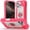 Red, variant on Case for Apple iPhone 17e / iPhone 16e 6.1 Inch with Double ring Stand 360° rotating bracket PC silicone, Heavy-Duty Military Grade Shockproof Phone Cover,Black,For iPhone 17e / 16e