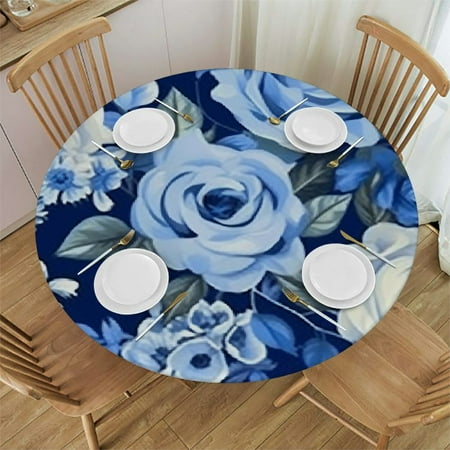 

HAOXIT Blooming Purple Blossoms Round Tablecloth Polyester Table Cloth Decorative Fabric Table Cover for Dining Table 31-35