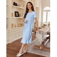 thumbnail image 4 of Ekouaer Cotton Nightgowns for Adult Women Soft Long Button Night Gowns Ladies House Dresses with Pockets Short Sleeve Night Dress, 4 of 6