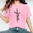 thumbnail image 4 of Camisetas de Cuello de Tripulación de Manga Corta para las Mujeres Cartas de Impresión de Pascua Camiseta de Manga Corta, Spandex de Poliéster, 4 of 5