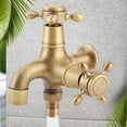 thumbnail image 4 of Robinet Extérieur Style Ancien, Robinet d'Eau Rétro en Cuivre avec Double Bec, Machine à Laver à Froid Simple pour Évier de Piscine (1 Pce, Or Vintage), 4 of 5
