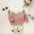 thumbnail image 3 of Okbabeha Toddler Baby Sweater Boy Girl Knit Fall Sweaters Pullover Block Color Crewneck Sweatshirt Warm Winter Clothes, 3 of 7