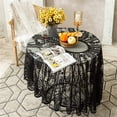 thumbnail image 2 of Namzi Black Lace Tablecloth Embroidered Elegant Floral Patterns Table Cloth Round Overlay Table Cover for Wedding Party Holiday Long Dinner Home Decor(Round-60, Black), 2 of 5