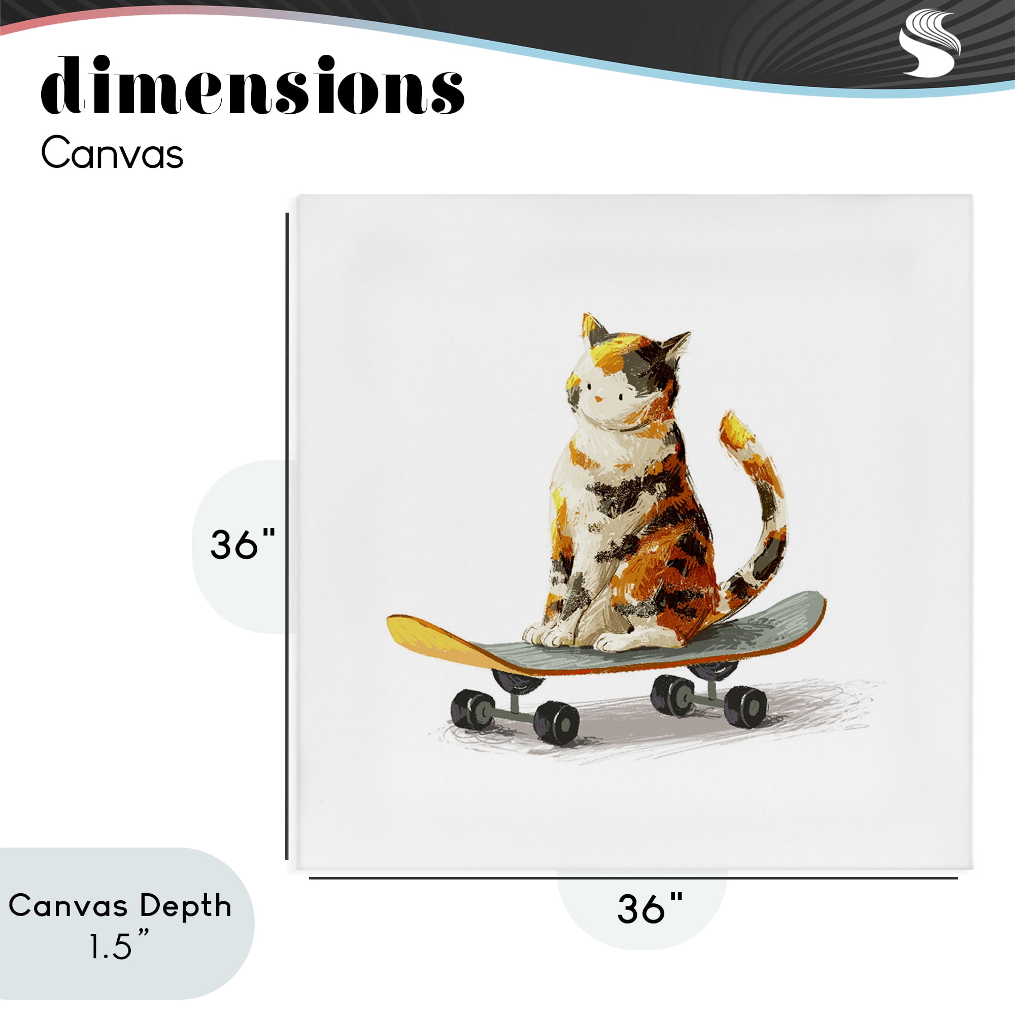 Stupell Industries Calico Cat on Skateboard Canvas Wall Art, design by Ziwei Li