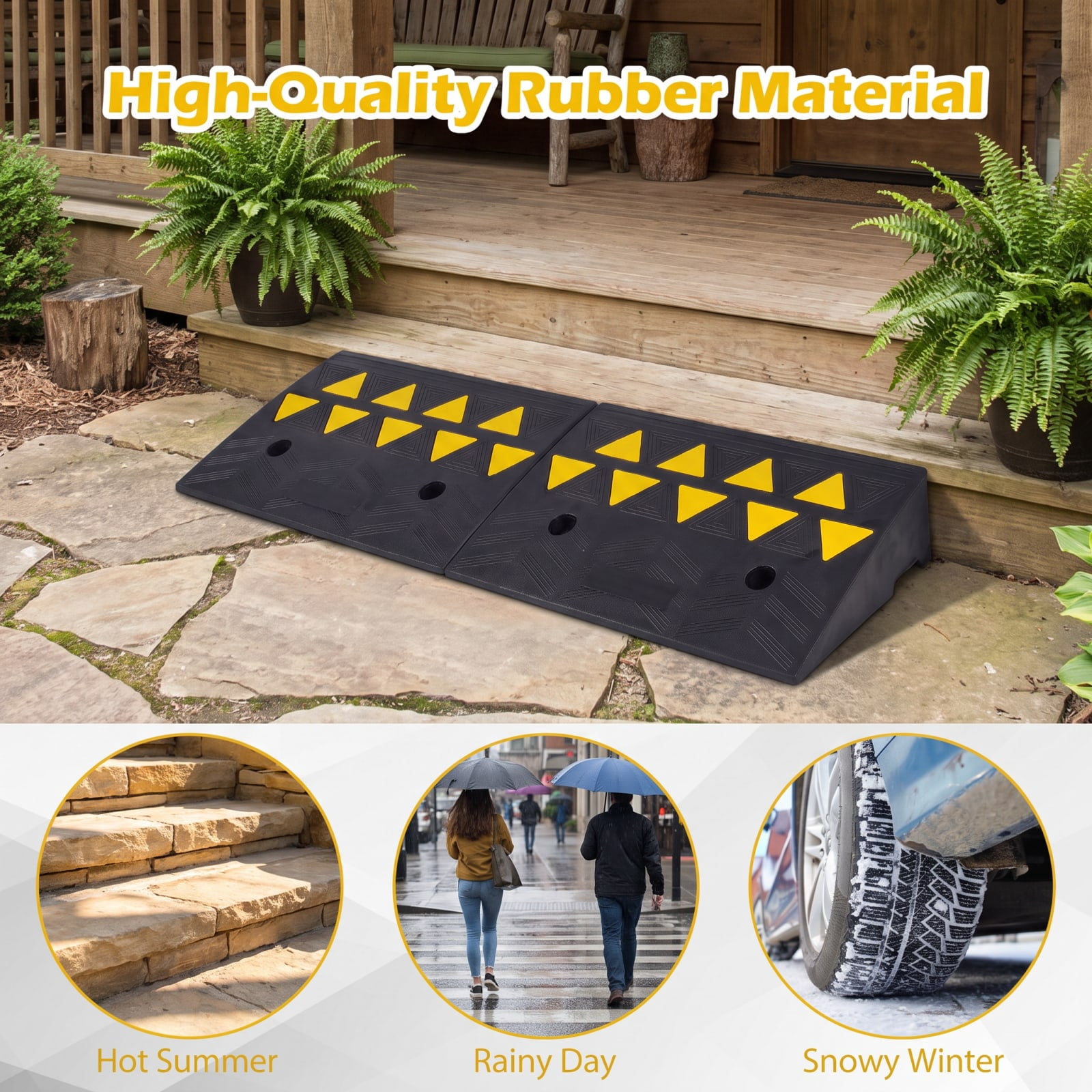 Biotree Driveway Threshold Ramps with 5 Inch Rise for Medium Trucks, 2 Pcs, Black