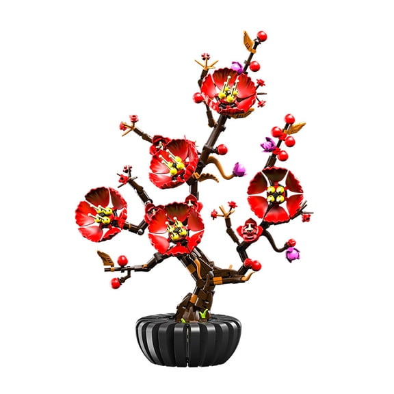 chanbrick Red Plum Blossom Flower Building Set Compatible with Lego Botanical Home Decor for Adults 559 Pcs