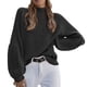thumbnail image 1 of Gibobby Suéter de cuello alto mujer, Suéteres para mujer, de cuello alto, holgado, de punto, moderno, elegante, grueso, estilo clásico(Negro,XG), 1 of 5