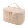 thumbnail image 4 of Bolsa de maquillaje, organizador, bolsa de aseo para niñas, bolsa de cosméticos portátil grande, estuche de viaje para cosméticos, bolsa de baño de , Beige, 4 of 9
