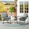 thumbnail image 2 of Hommpa Accent Chair Set of 2 Morden Arm Chair Metal Frame with Removable Storage Bag,Sling Accent Chair Linen Fabric for Living Room Bedrooms Home Theater, Modern Grey, 2 of 8