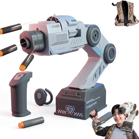 Wearable Foam Blaster with Smart Tracking, Shoulder Mount Auto Aim Robot Arm for Outdoor Game, Cosplay, Nerf Battle Toy(XX)