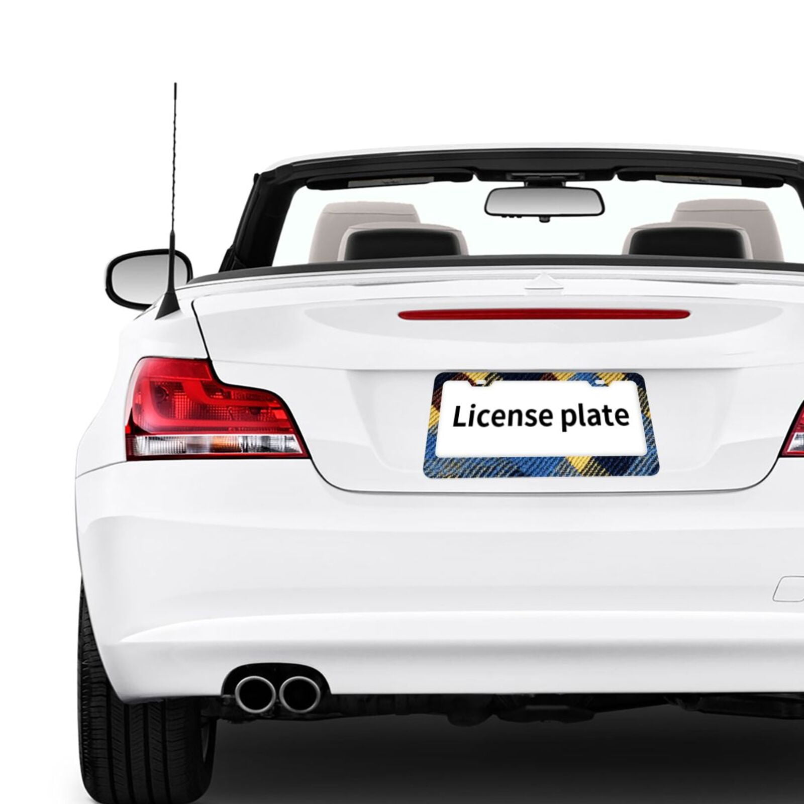 License Plate Frame With Screw Caps 2 Pack Car Plate Frame Front And Rear Rust-Proof Universal Car Tag Holder Argyle Plaid Cornflowerblue_2