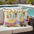thumbnail image 5 of Outdoor Pillow Covers Happy Birthday Text Waterproof Pillow Cases 20x20 Set of 2, Cartoon Cake Ribbon Dots Throw Pillow Cover Pillowcase for Patio Balcony Couch Garden, 5 of 9