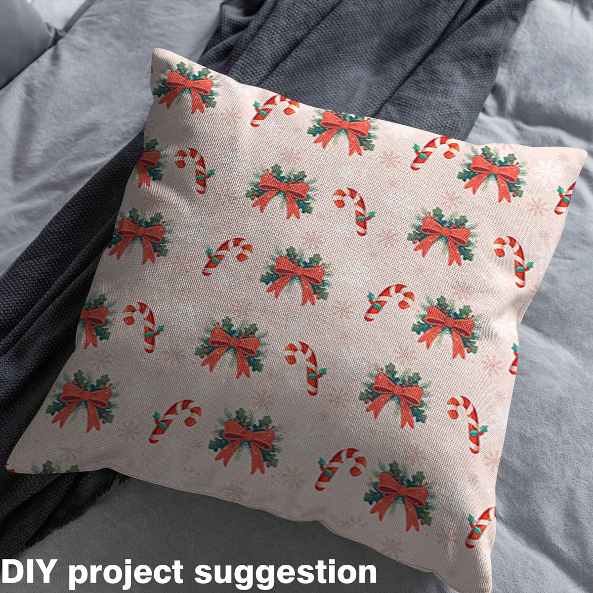 Castle Fairy Christmas Wreath Fabric by the Yard 5 Yards for Girls,Cartoon Bowknot Fabric for Sewing,Gingerbread Man Home Decor Fabric by the Yard,Microfiber Bedroom Decor