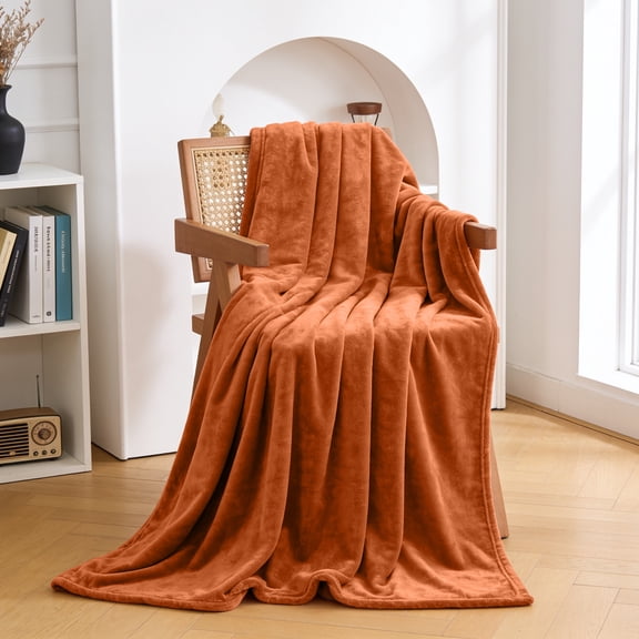IR Imperial Rooms Fleece Bed Throw Blanket, Plush, Travel and Couch Fuzzy, Cozy Washable Ultrasoft Throw Size Rust