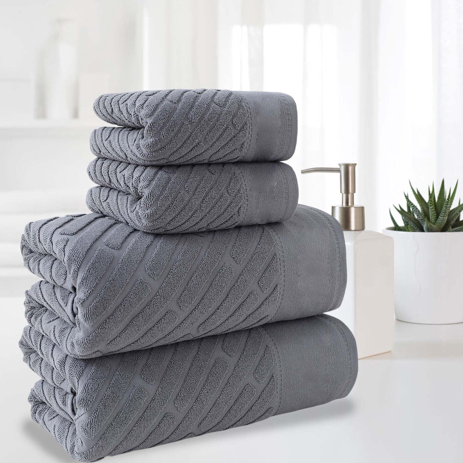 4PCS Bath Towel Sets Cottons 2 Towels 2 Bath Towels Comfortable Absorbent Thickened Soft Gentle for Baby Bath Towel