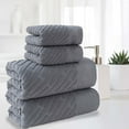 thumbnail image 4 of Organic Cotton Jacquard Bath Towel Sets - Extra Absorbent Quick Dry and Plush, 2 Large Bath Towels, 2 Hand Towels,27.6x55.1in,13.4x28.7in(Gray), 4 of 6