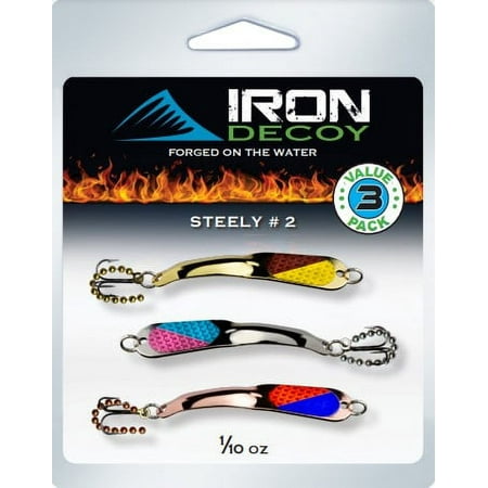 Iron Decoy Steely 2 Tri Pak #1 Three 1/10oz 2in Casting Spoon Lures 3 Color Patterns