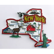 New York State Map and Landmarks Collage Fridge Souvenir Collectible Magnet FMC