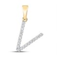 thumbnail image 2 of 10K Yellow Gold Womens Round Diamond V Initial Letter Pendant 1/8 Cttw, Length: 0.8 In, Width: 0.46 In, 2 of 2