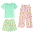thumbnail image 3 of Pajamas for Kids 6-7 Years Short Sleeve Sleepwear Soft Cute Prints Pjs Outfits Short Sleeve T-Shirt And Shorts Pants Sets #Light Green, 3 of 3
