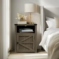 thumbnail image 2 of Farmhouse Nightstand with Charging Station, Beside Table with Barn Door, Modern End Side Table with Storage for Bedroom, Office, 2 of 8