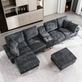 thumbnail image 1 of Noble House Canapé Sectionnel en Forme de U en Forme de Nuage, Équipé d'Un Fauteuil Inclinable Simple et d'Un Repose-Pieds Mobile, interface USB, Gris, 1 of 9