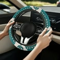 thumbnail image 5 of Yuyamidu Cactus Steering Wheel Cover Southwest Aztec Steering Wrap Accessories for Automotive Sedan Easy to Install Steering Wheel Protective Case, Blue, 5 of 7