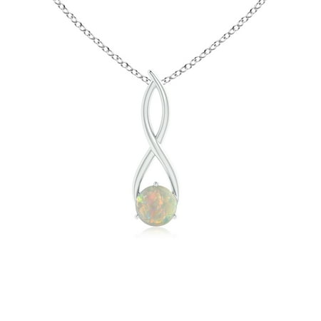 Opal Twist (Mother's Day Jewelry - Round Opal Infinity Twist Pendant in 14K White Gold (6mm Opal) -)