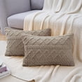 thumbnail image 3 of NOMADIC NOOK 4 Pcs Short Plush Throw Pillow Covers Decorative Cushion Covers for Sofa Light Green/Camel 18" x 18", 3 of 6