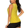 thumbnail image 3 of Gukieu Yellow Glitter Print Women's Quick-drying Fitness Vest, Round Neck Sleeveless Fitness T-shirt, Suitable for Yoga, Sports-Small, 3 of 7