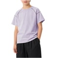 thumbnail image 4 of Mgmyaa Summer Boys & Girls Tops Kids Dry-Fit T-Shirts Solid Black Short Sleeve Crew Neck Ventilated Boys & Girls Tops Activewear Tees for Ages 3-15, 4 of 8
