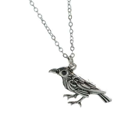 AOOOWER Unique Handcraft Crow Pendant Necklace Retro Punk Jewelry for Men and Women