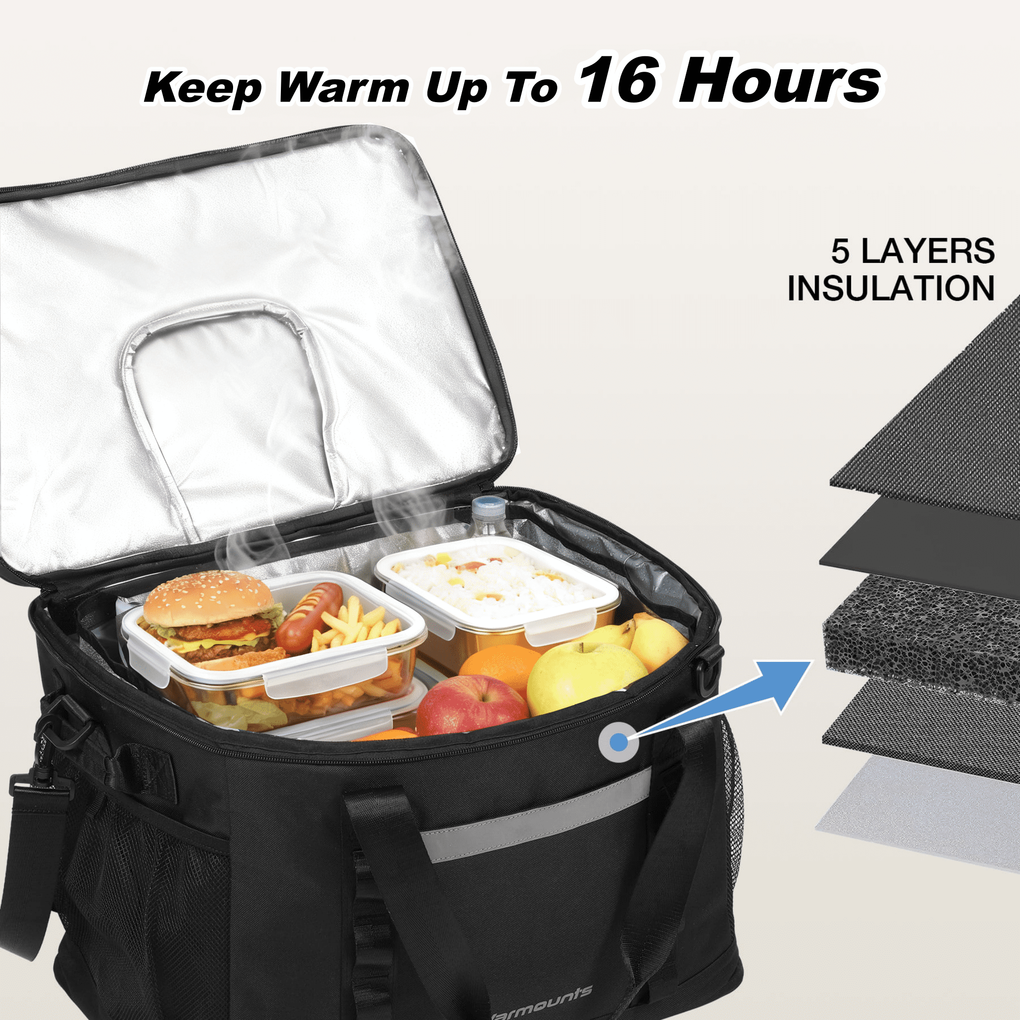 WARMOUNTS Camping Cooler Bag 75 Cans & Insulated Bag 2 in 1, w/ Insulating Cover, Upgraded Leakproof Soft Cooler Bag Top Opening for Camping Hiking Picnic Beach