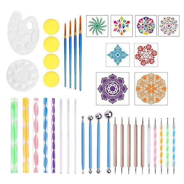 Juego de plantillas de herramientas de punteado de mandala, para pintar dibujos de rocas, manualidades infantiles, suministros para decoración de uñas