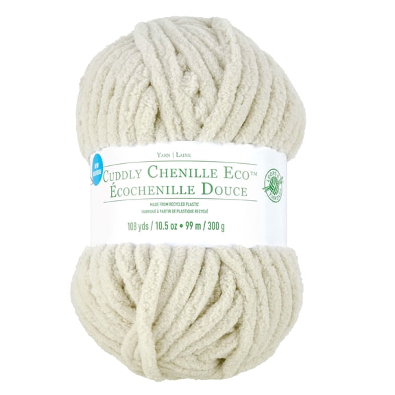 Cuddly Chenille Eco Yarn by Loops & Threads - Yarn for Knitting - Crochet - Weaving - and Arts & Crafts - Gray - Polyester - 10.5 oz