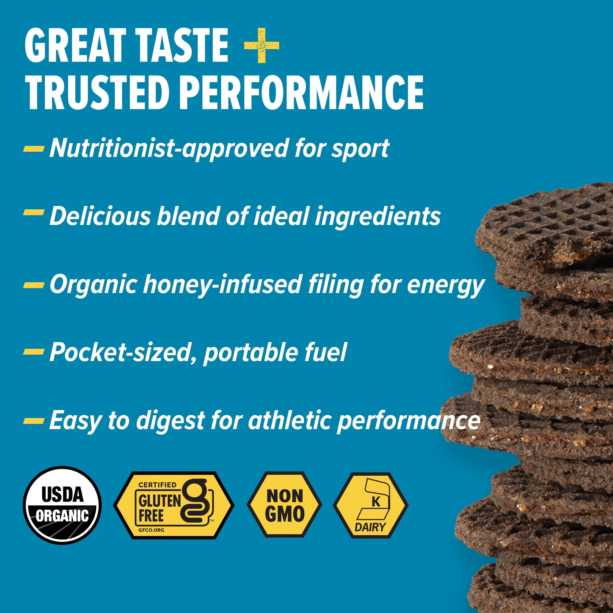 Honey Stinger Organic Gluten-Free Energy Waffle Snack, Cookies and Cream, 1.06 oz, 16 Count