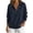 Dark Blue, variant on Womens Solid Color Collared Henley Pullover Sweatshirt Long Sleeve Button Placket Drop Shoulder Loose Fall Winter Tops