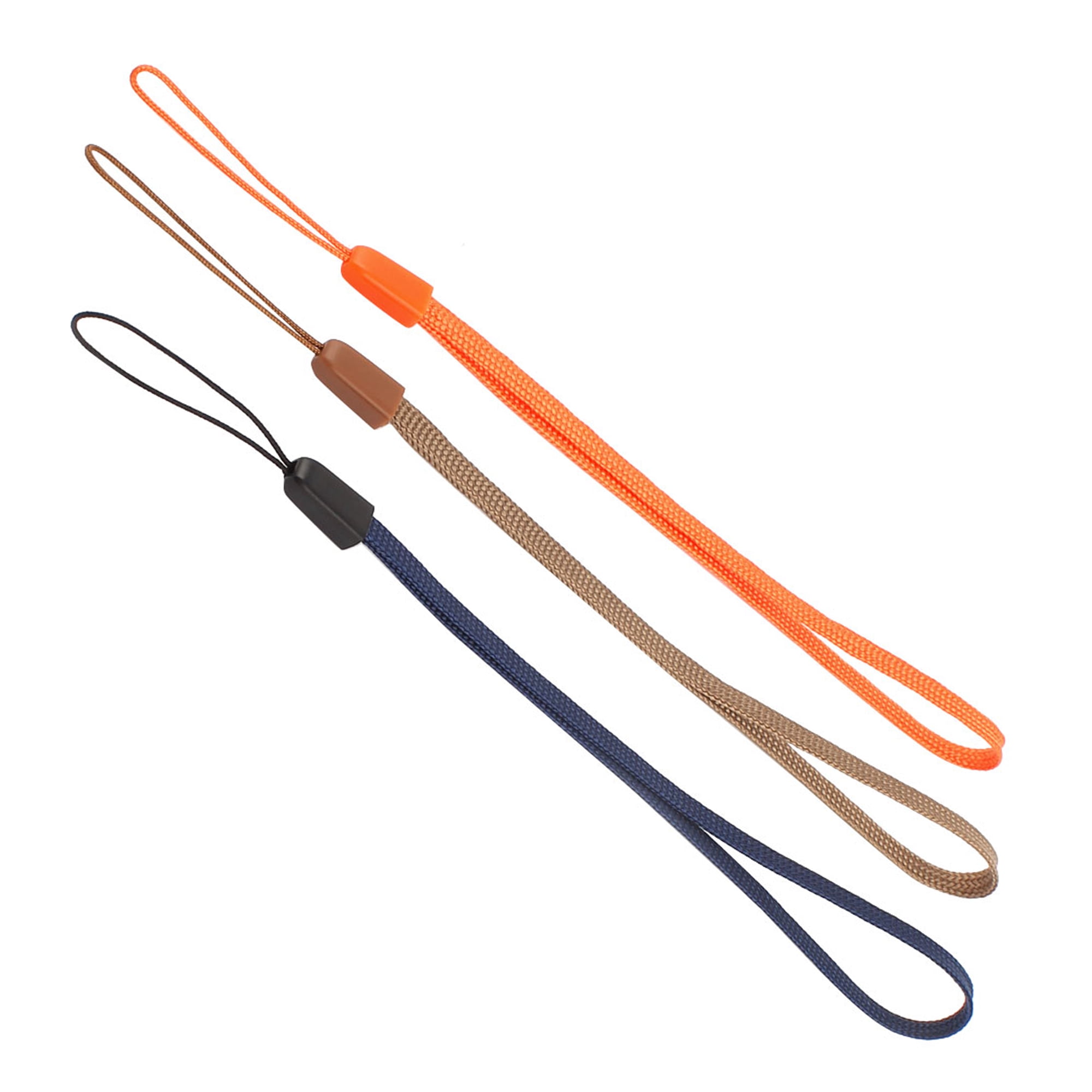 Unique Bargains 3pcs Nylon Hand Wrist Lanyard Strap String Cord Keychain Brown Blue Orange