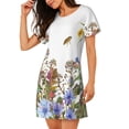 thumbnail image 2 of Lsque Herbs and Wildflowers Pattern Nightgowns for Women Sleep Shirts Short Sleeve Nightshirt Pullover Nightdress Soft Sleepwear Relaxed Fit Nightdress, 2 of 6