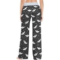 thumbnail image 4 of FREEAMG Womens Trendy Patterned Comfy Drawstring Lounge Pajama Pants High-Waist Wide Leg Sleepwear Bottom, 4 of 6