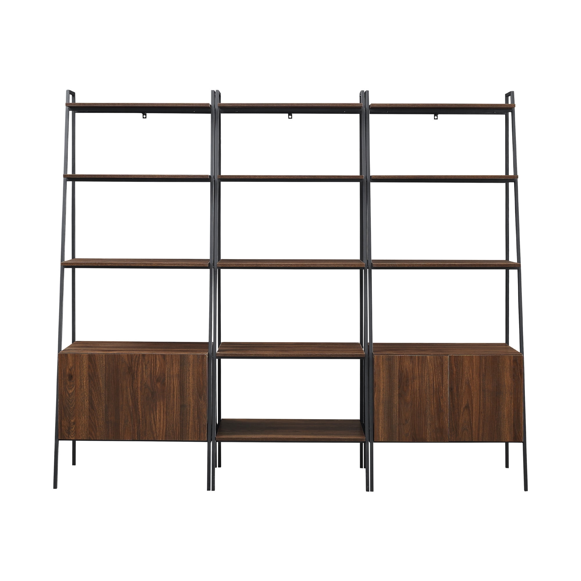 Walker Edison Modern 3 Piece Ladder Bookshelf Set, Dark Walnut
