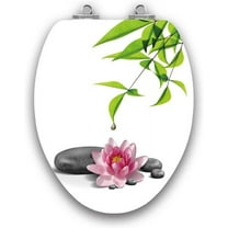 Topseat 6TS2E2112SL Art of Acryl Elongated Toilet Seat with Metal Hinges, Water Lily