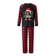 thumbnail image 3 of Christmas Family Pajamas Matching Set,Xmas Long Sleeve Letters Print T-shirt with Plaid Pants Sleepwear Loungewear, 3 of 6