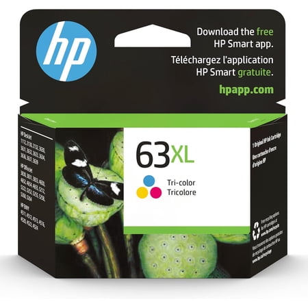 HP 63XL Tri-color High-yield Ink Works with Deskjet 1112, 2130, 3630 Series; ENVY 4510, 4520 Series; Officejet 3830, 4650, 5200 Series F6U63AN (Sold Without Manufacturer Warranty)