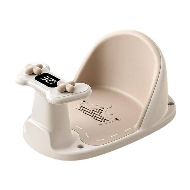 Asiento de baño para bebé, asiento de baño con ventosa fuerte, accesorios, cojín suave, portátil y estable, soporte de ducha, silla de bañera. Caqui