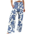 thumbnail image 2 of Roncen Women's Printed Casual Pants - Loose Fit High-Rise Straight Leg Trousers with Elastic Waist & Pockets, 2 of 5