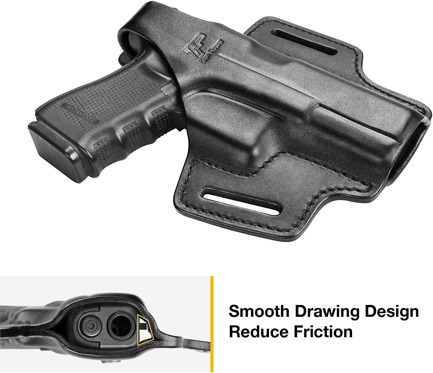 Full Grain Leather, OWB Leather Holster for Glock 17 19 19X 22 23 45,Right Hand